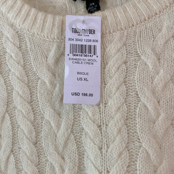 Todd Snyder Wool Cable Crew Bisque Sz XL.  NWT - Picture 2 of 6